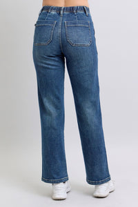 JOGGER STYLE DRAWSTRING WIDE LEG MEDIUM WASH HIGH WAIST JUDY BLUE DENIM-PLUS