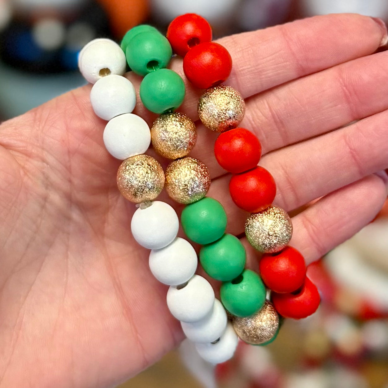 RED, WHITE, GREEN BRACELETS SET OF 3