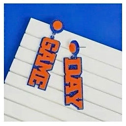 GAME DAY TWO WORDS ACRYLIC TWO TONED FOOTBALL EARRINGS BY P.O.