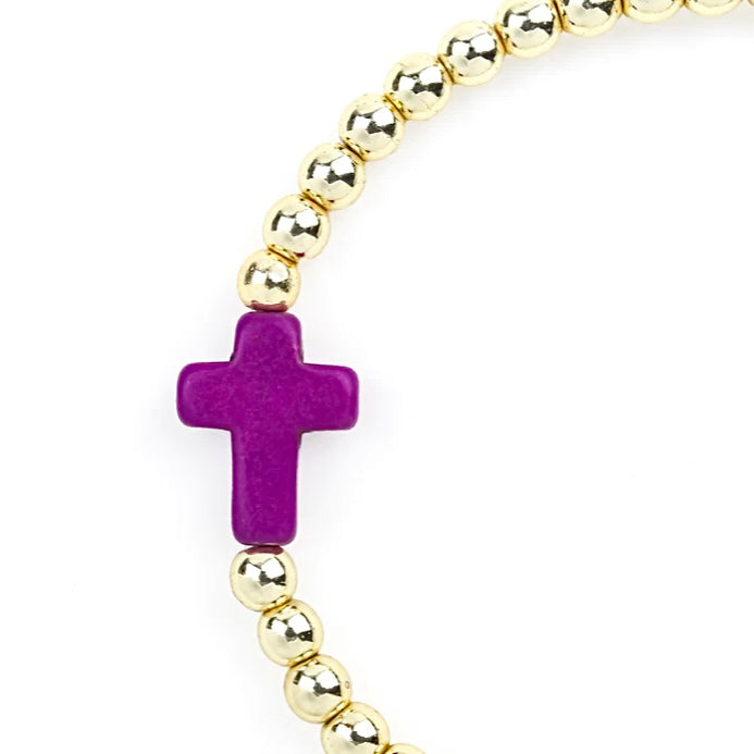 GOLD PURPLE CROSS BRACELET Erimish Cross Collection