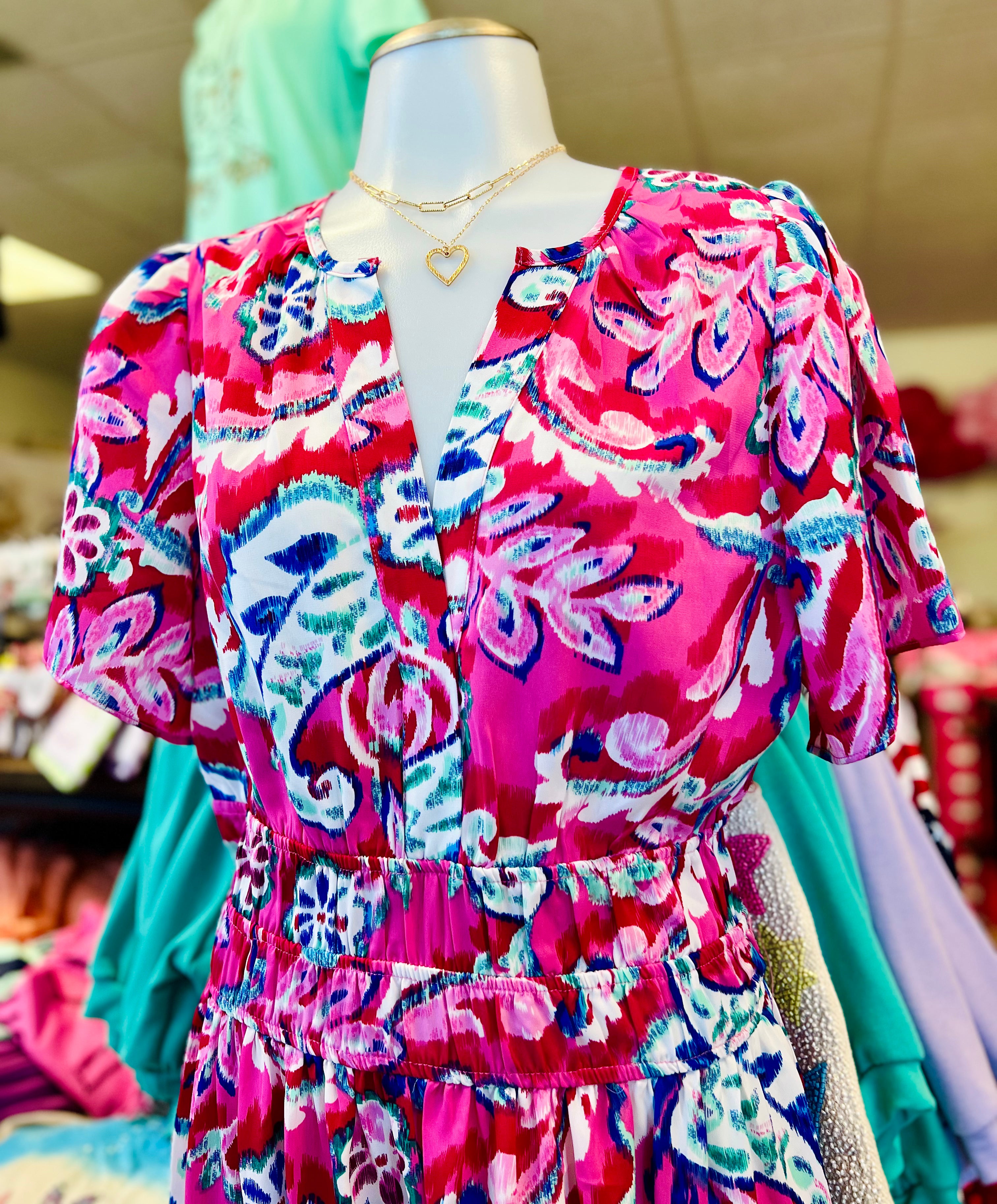 GOLD LINK CHAIN LAYERED OPEN HEART 16-18" NECKLACE