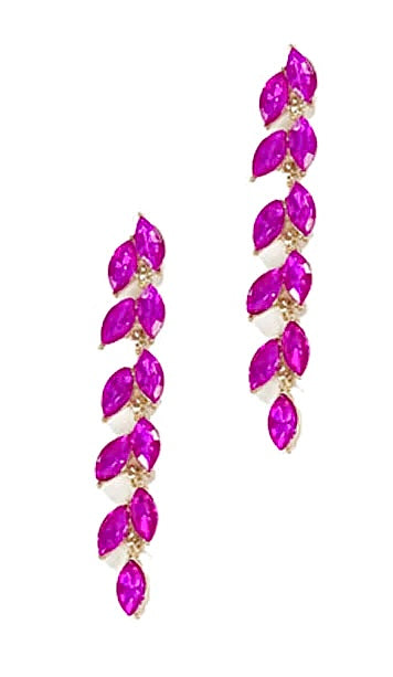 Fuchsia Leaf Drop Dangle Earrings