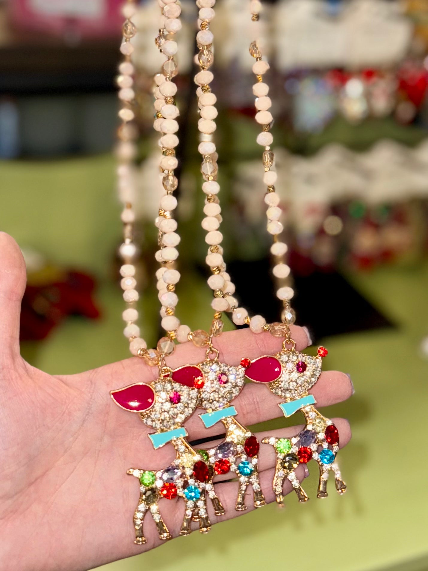 The Red Nose Reindeer Beaded Necklace