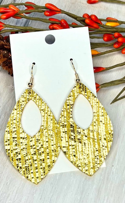TEARDROP OPEN CENTER METALLIC SHINY HANDMADE EARRINGS BY B.O.D