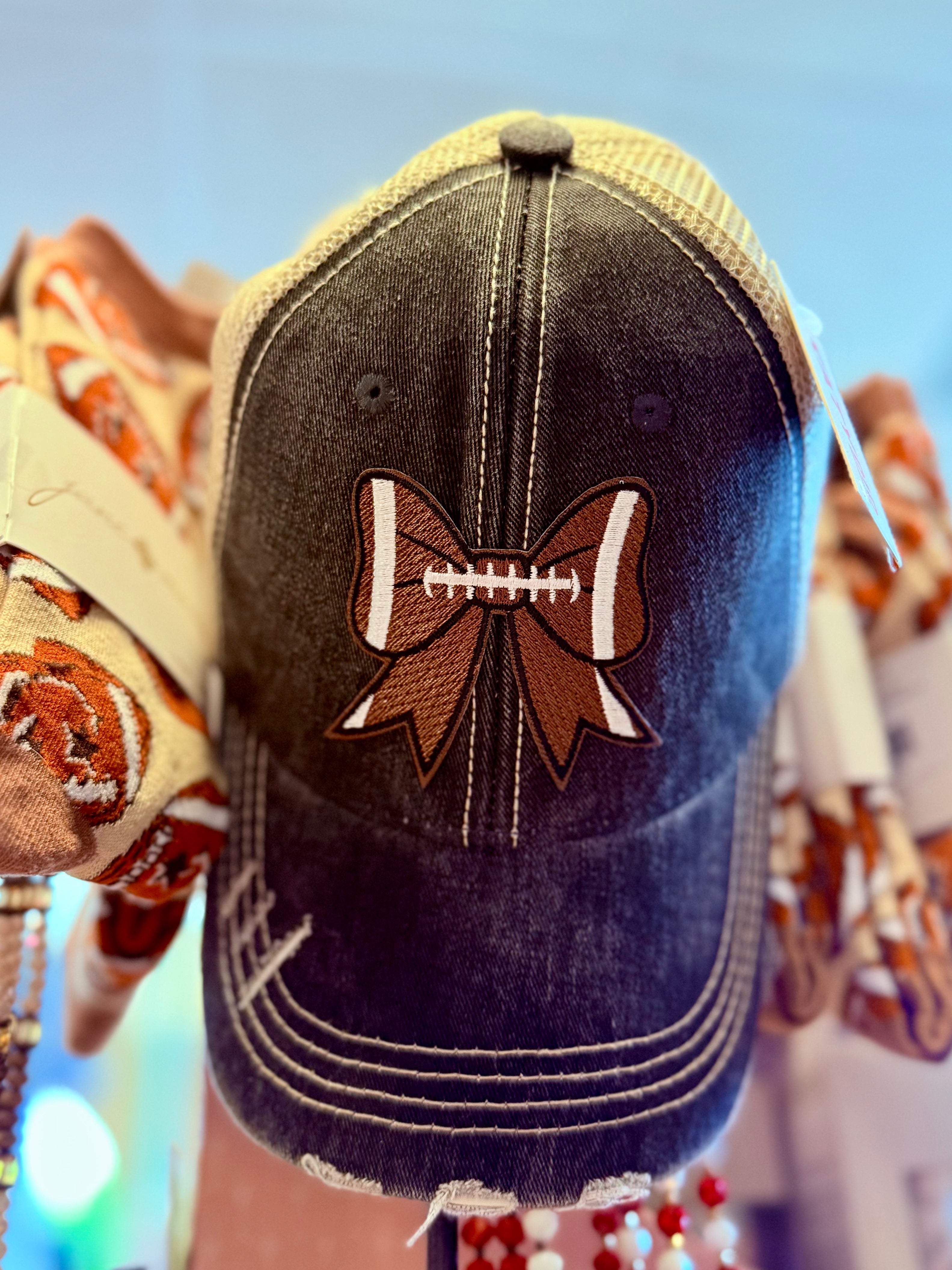 FOOTBALL BROWN COQUETTE PATCH TRUCKER HAT