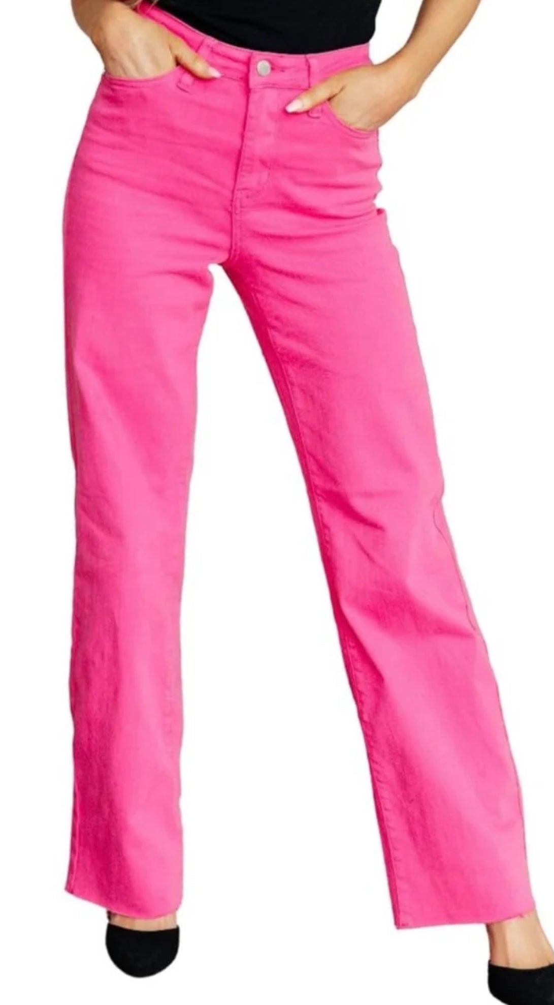 HOT PINK JUDY BLUE HIGH WAIST GARMENT DYED 90S STRAIGHT DENIM-PLUS