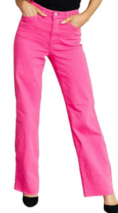 HOT PINK JUDY BLUE HIGH WAIST GARMENT DYED 90S STRAIGHT DENIM-PLUS