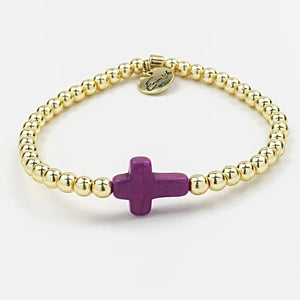 GOLD PURPLE CROSS BRACELET Erimish Cross Collection