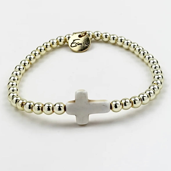 GOLD CREAM CROSS BRACELET Erimish Cross Collection