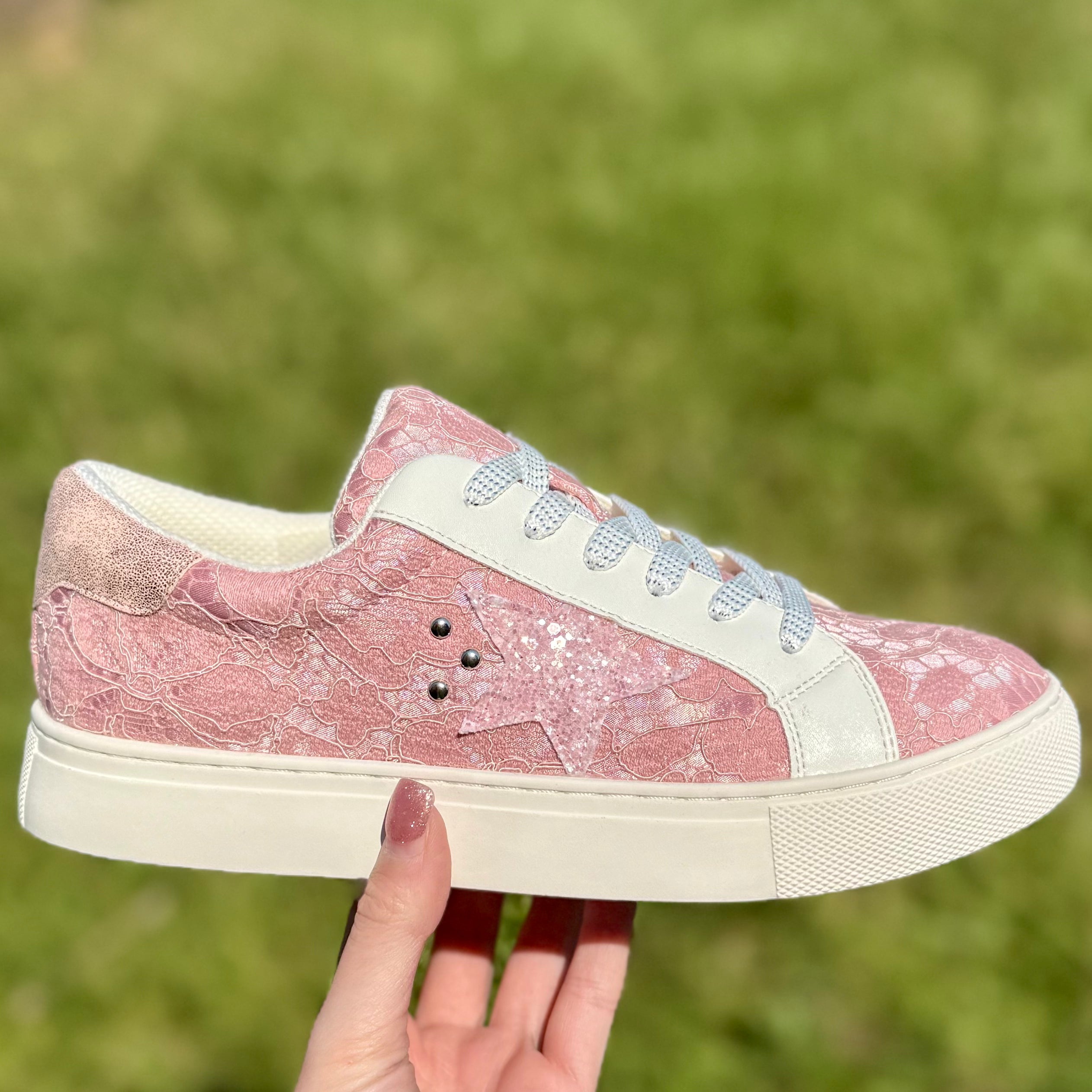 PINK LACE SUPERNOVA STAR GLITTER SNEAKERS CORKYS