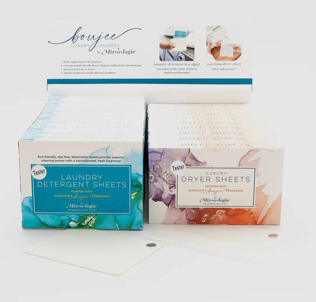 BOUJEE SCENTED LAUNDRY FABRIC SOFTENER DRYER SHEETS BY MIXOLOGIE