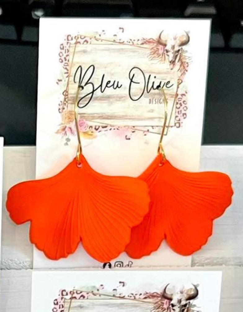 GINKGO LEAVES SOLID COLORS HANDMADE EARRINGS BY B.O.D