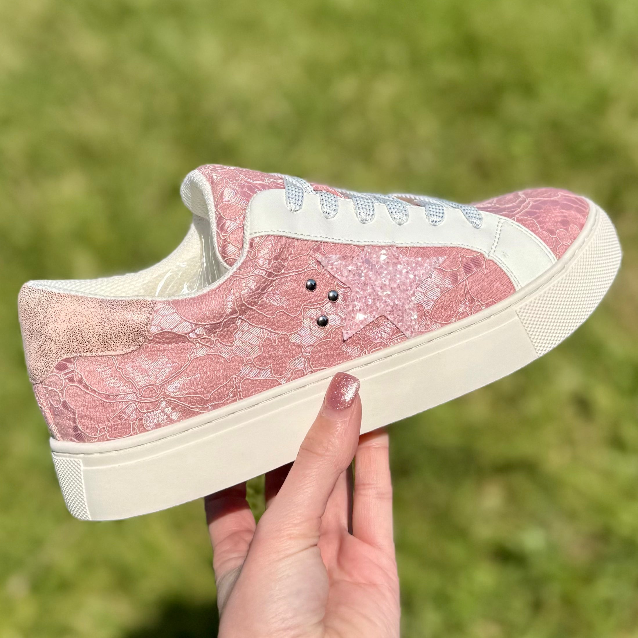 PINK LACE SUPERNOVA STAR GLITTER SNEAKERS CORKYS