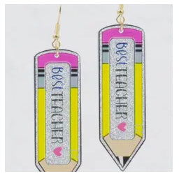 PENCIL DANGLE EARRINGS ACRYLIC FOR TEACHERS