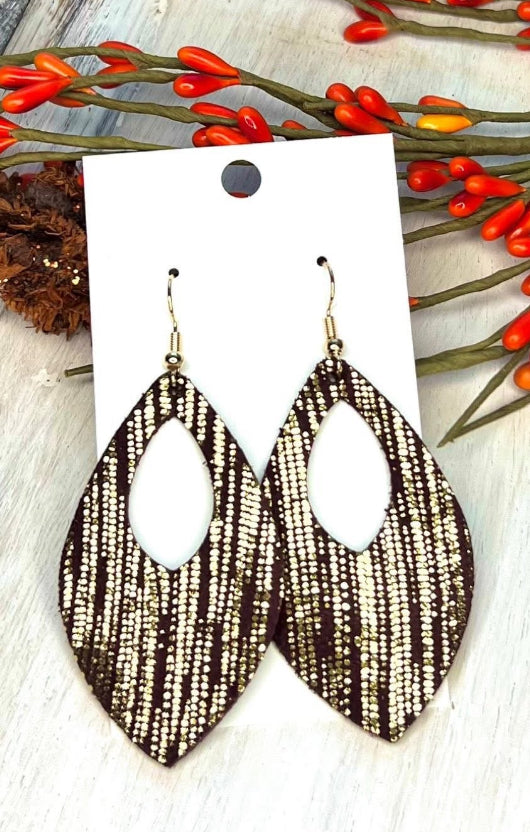 TEARDROP OPEN CENTER METALLIC SHINY HANDMADE EARRINGS BY B.O.D