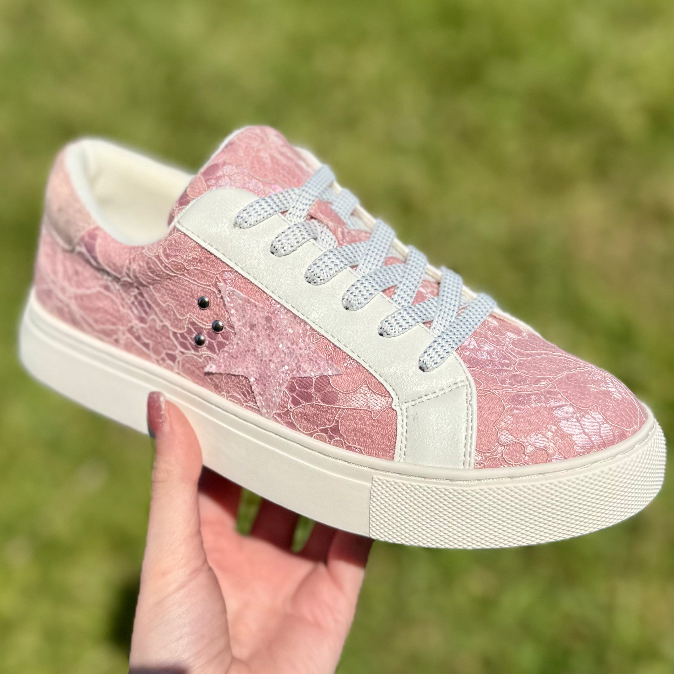 PINK LACE SUPERNOVA STAR GLITTER SNEAKERS CORKYS