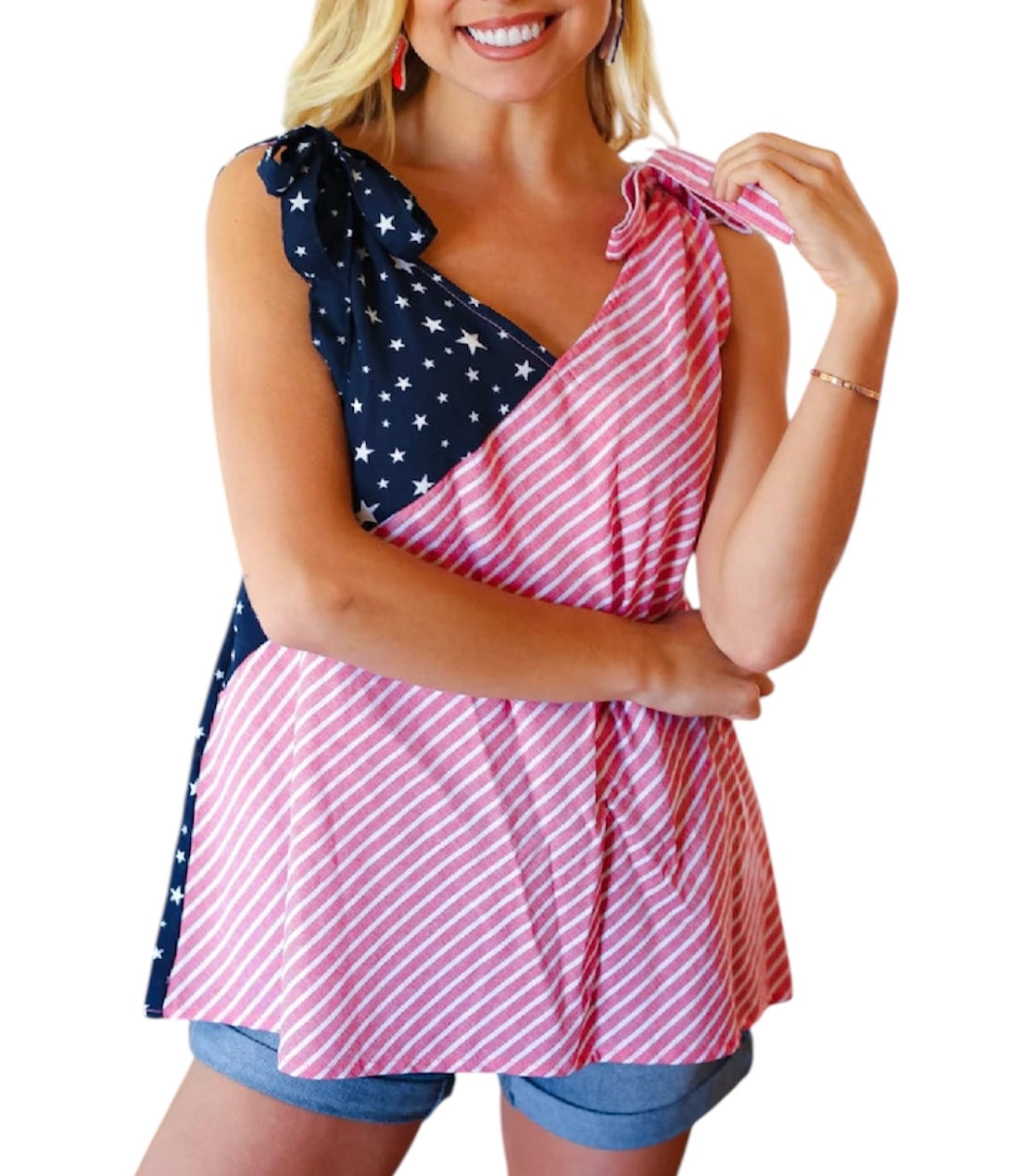 STARS STRIPES COLORBLOCK RIBBON TANK- SALE- SMALL AVAILABLE