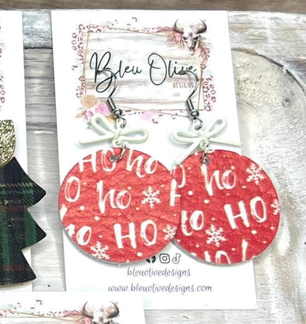 RED IVORY METAL BOWS HOHOHO CIRCLES HANDMADE EARRINGS BY B.O.D