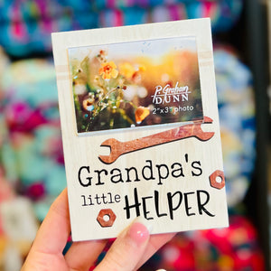 Grandpa's Little Helper Photo Frame 2x3 Photo Magnetic Or Stand Up