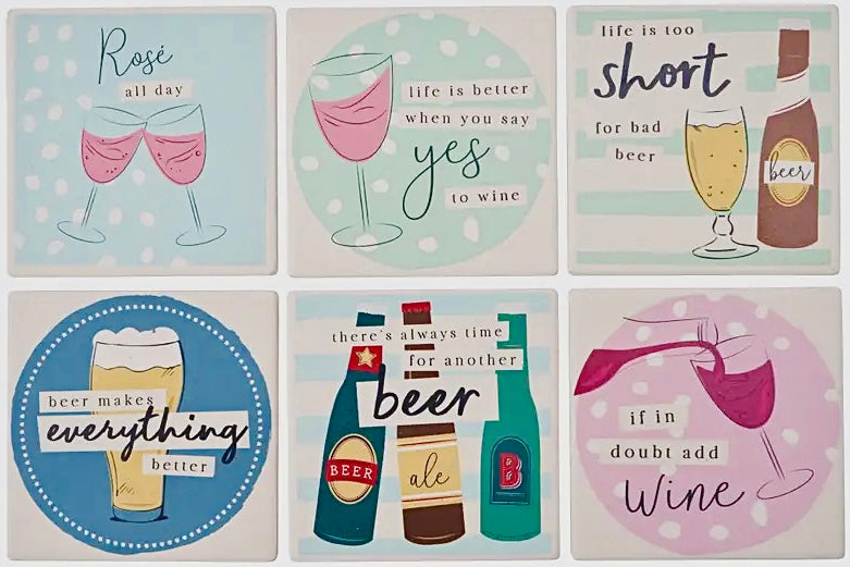 Happy Hour Ceramic Coasters