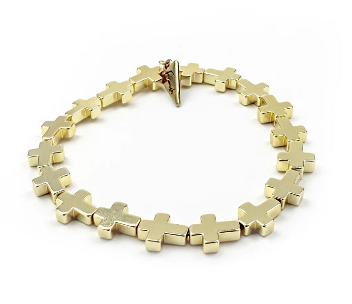 LION GOLD SOLID CROSS BRACELET Erimish Cross Collection