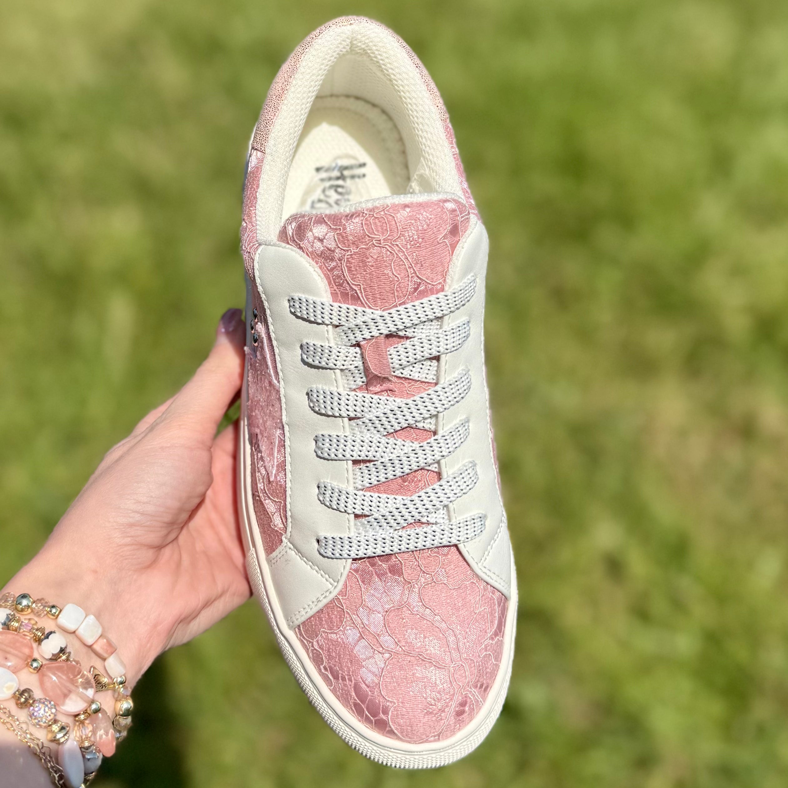 PINK LACE SUPERNOVA STAR GLITTER SNEAKERS CORKYS