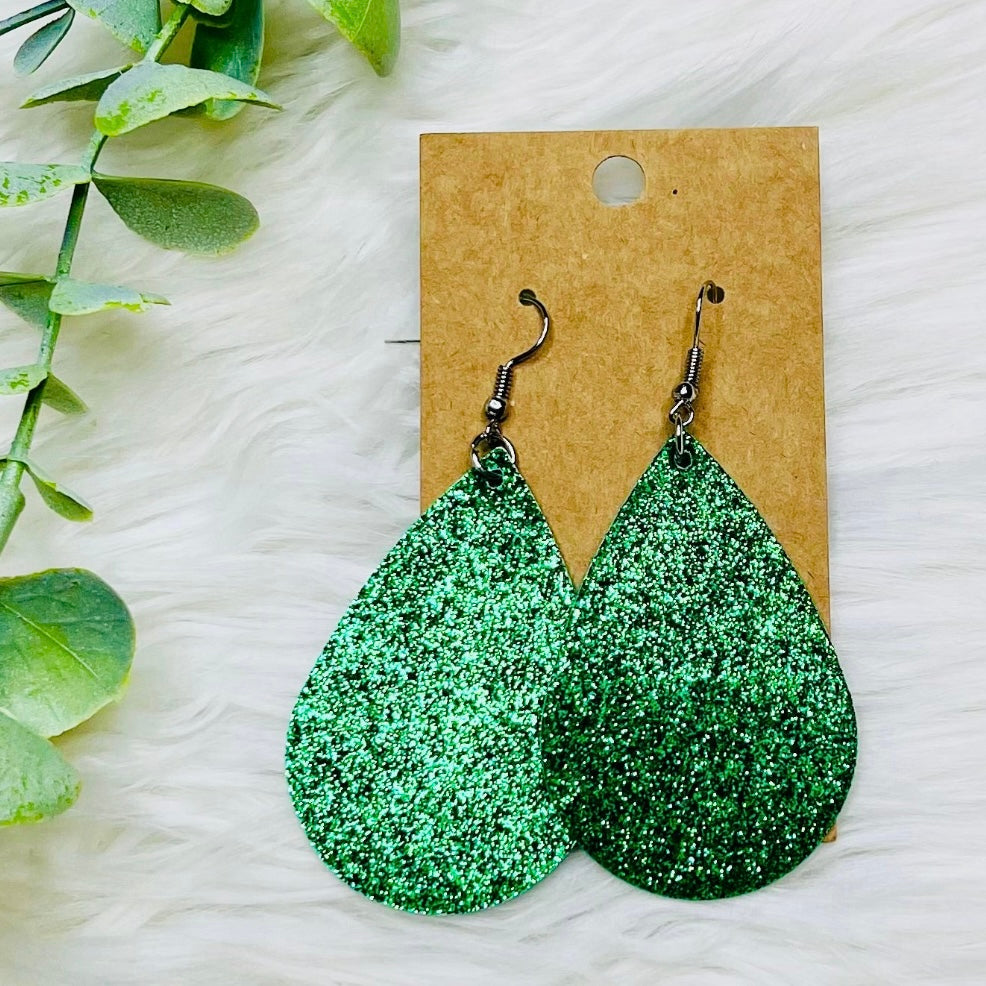 St. Patricks Day Faux Leather Earrings- SALE