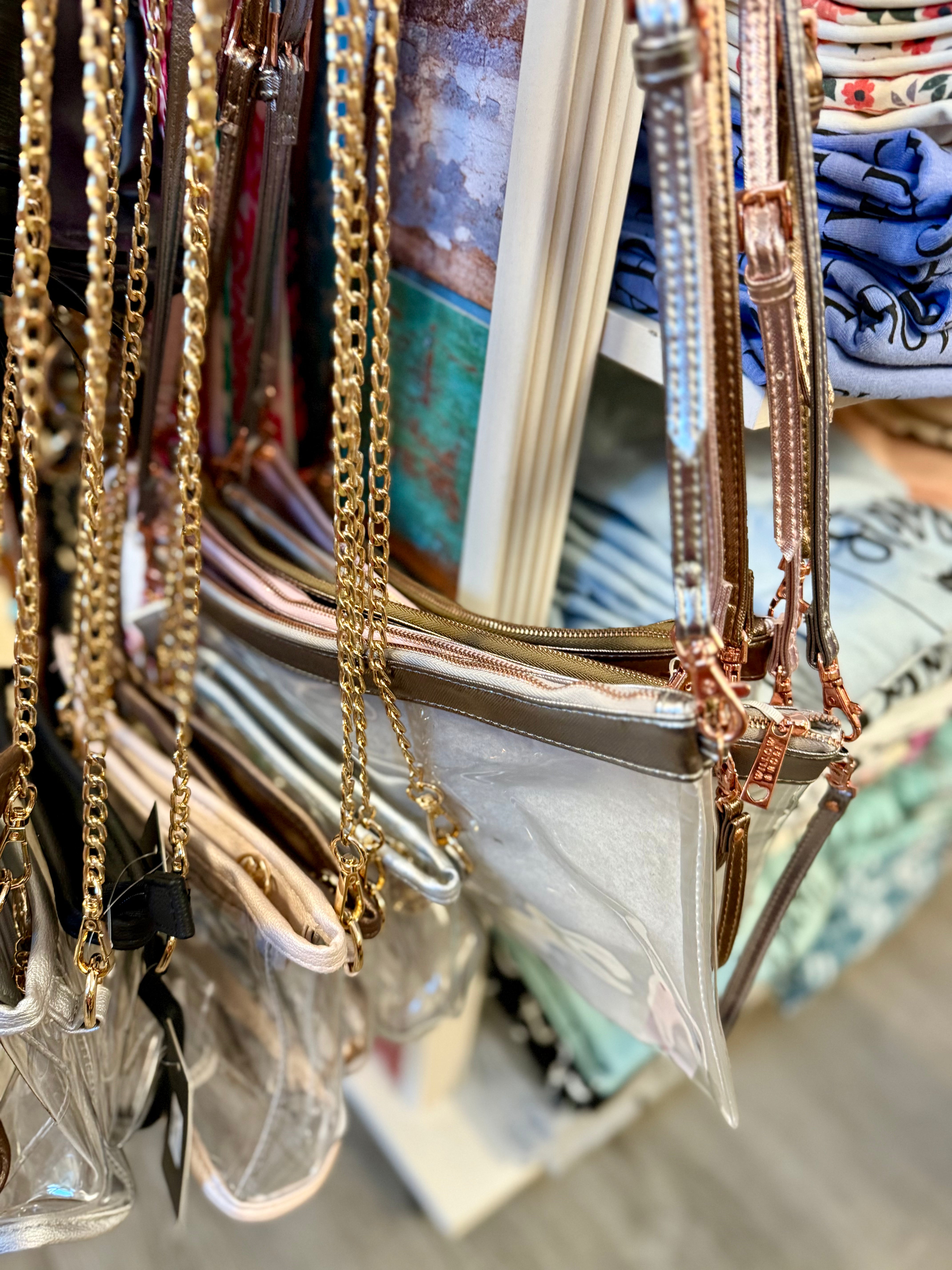 Large Clear Metallic Crossbody Or Clutch