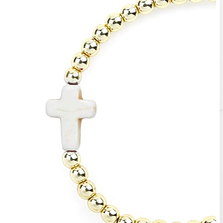 GOLD CREAM CROSS BRACELET Erimish Cross Collection