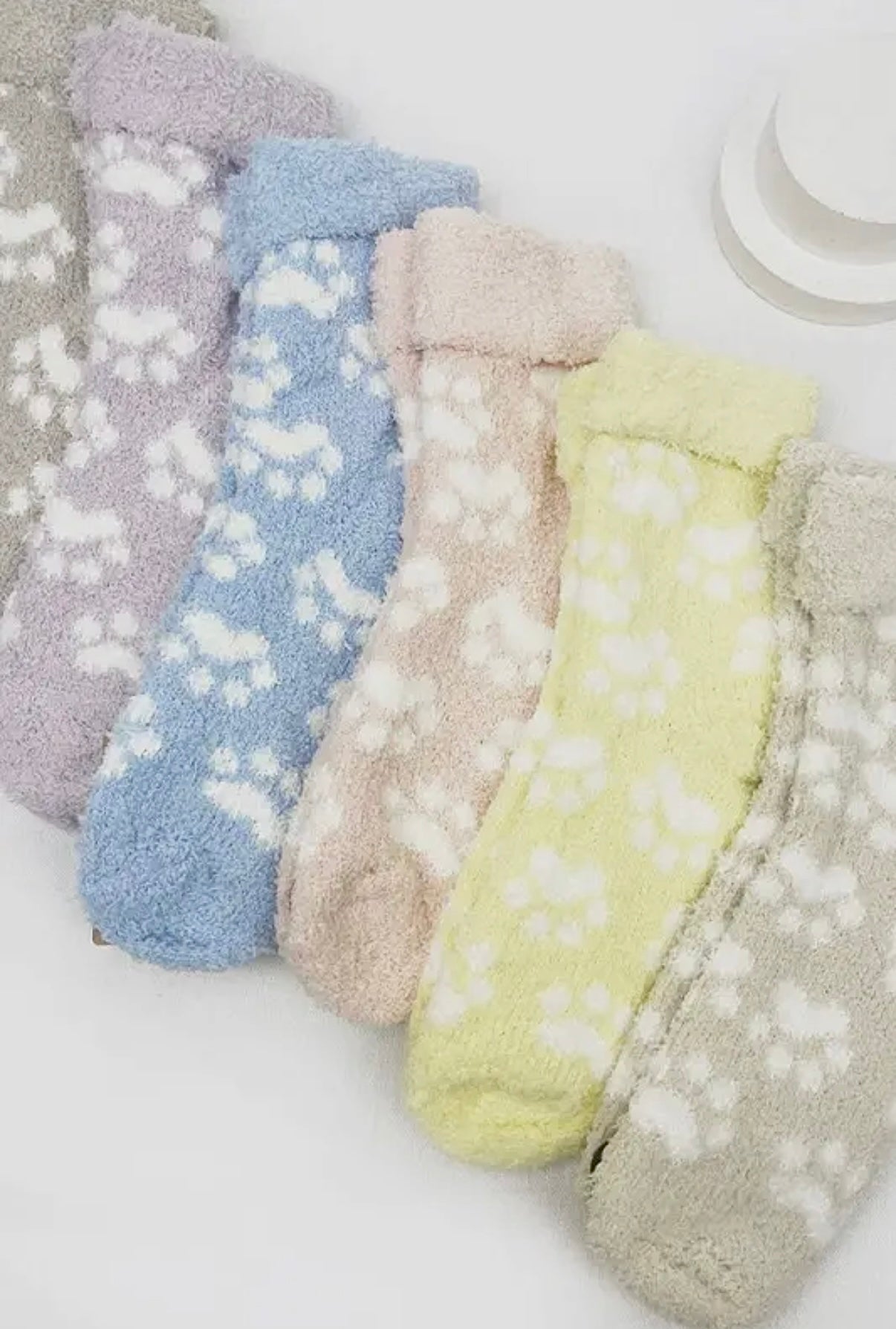 FUZZY SOCKS FOR ADULT WITH PAW PRINTS- SALE