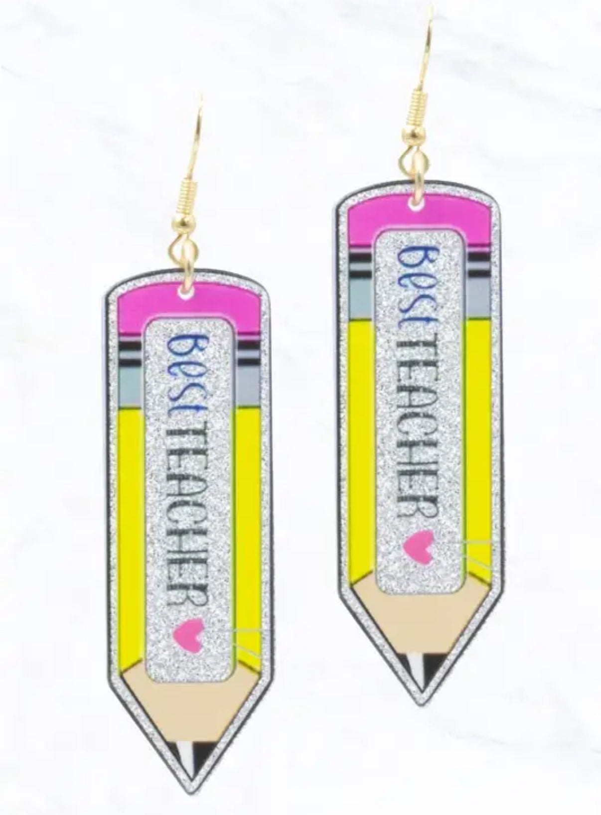 PENCIL DANGLE EARRINGS ACRYLIC FOR TEACHERS