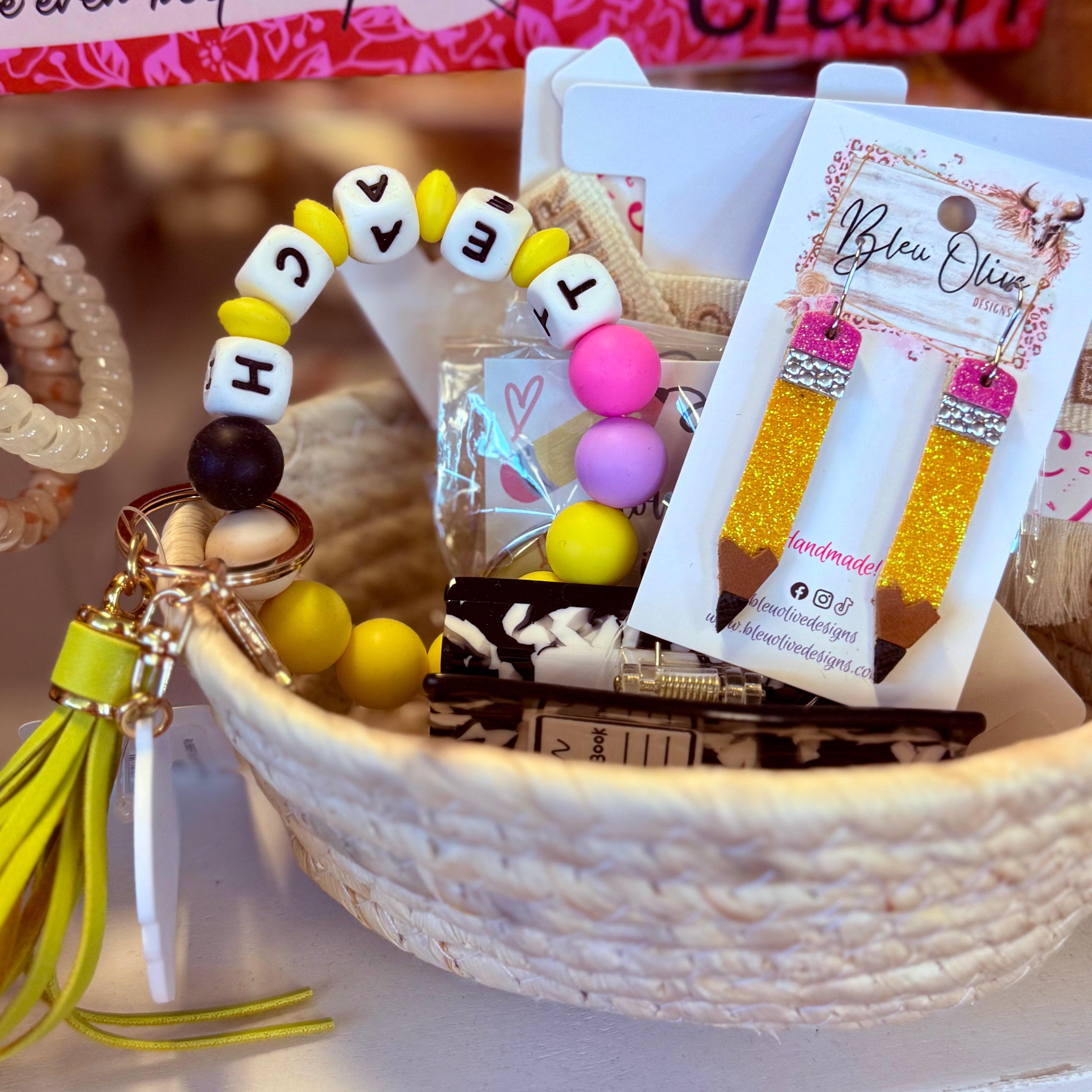 SPARKLY PENCILS FOR TEACHERS LIGHTWEIGHT LEATHER HANDMADE EARRINGS BY B.O.D