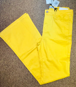 Yellow Stretchy High Rise Boot Cut Denim Jeans