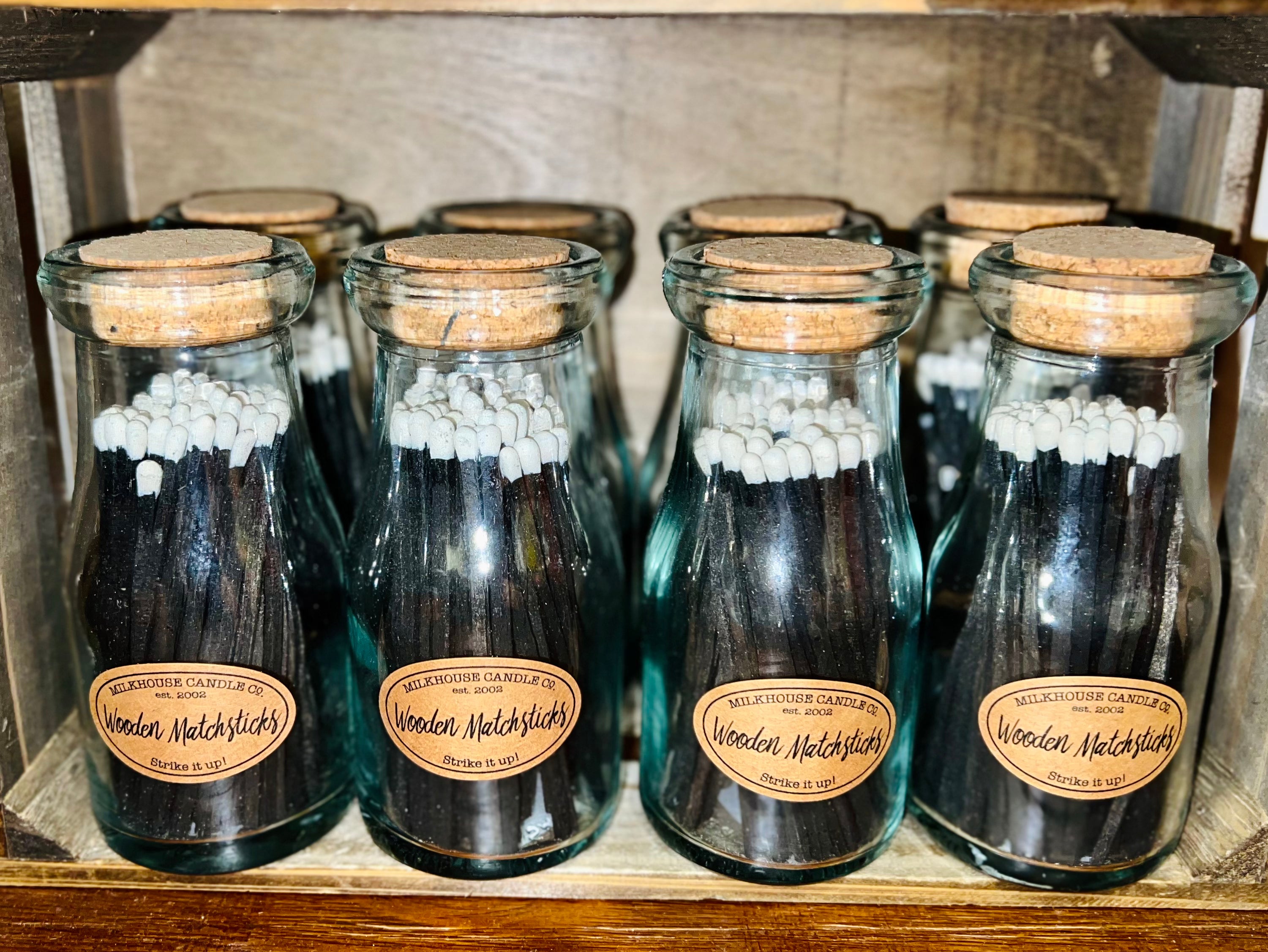 Wooden Matchsticks In A Milkbottle Milkhouse Candles