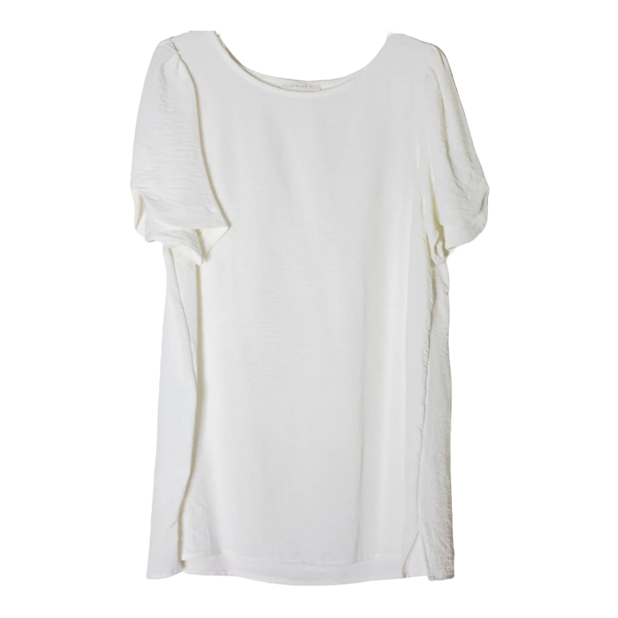 WHITE IVORY WOVEN BLOUSE- PLUS- SALE- 1X, 2X & 3X AVAILABLE