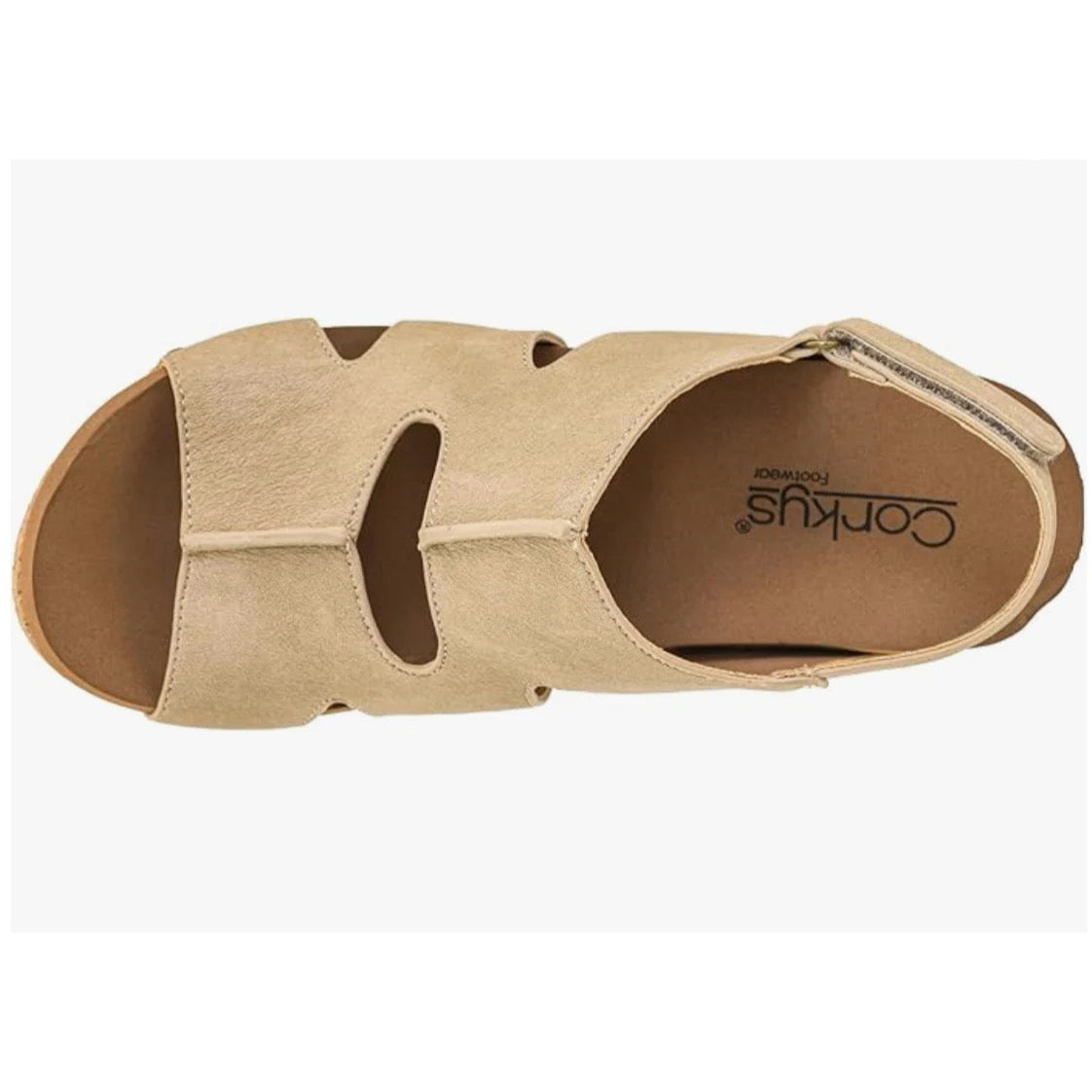 CUT IT OUT TAUPE CORKYS SANDAL WEDGES