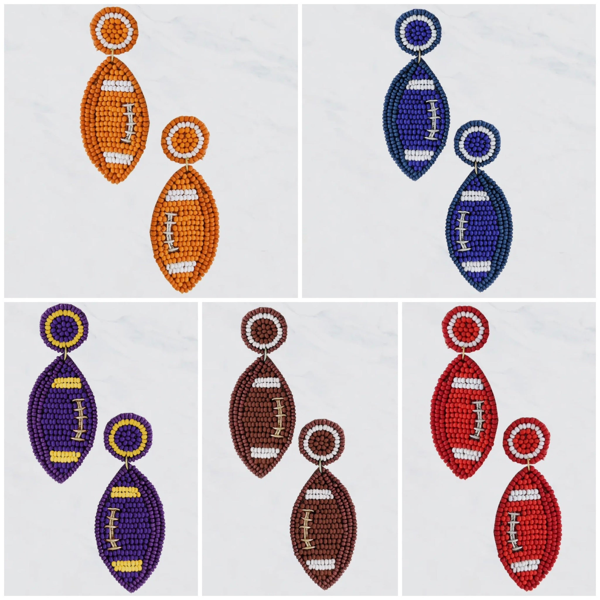 COLORED FOOTBALL SEEDBEAD EARRINGS