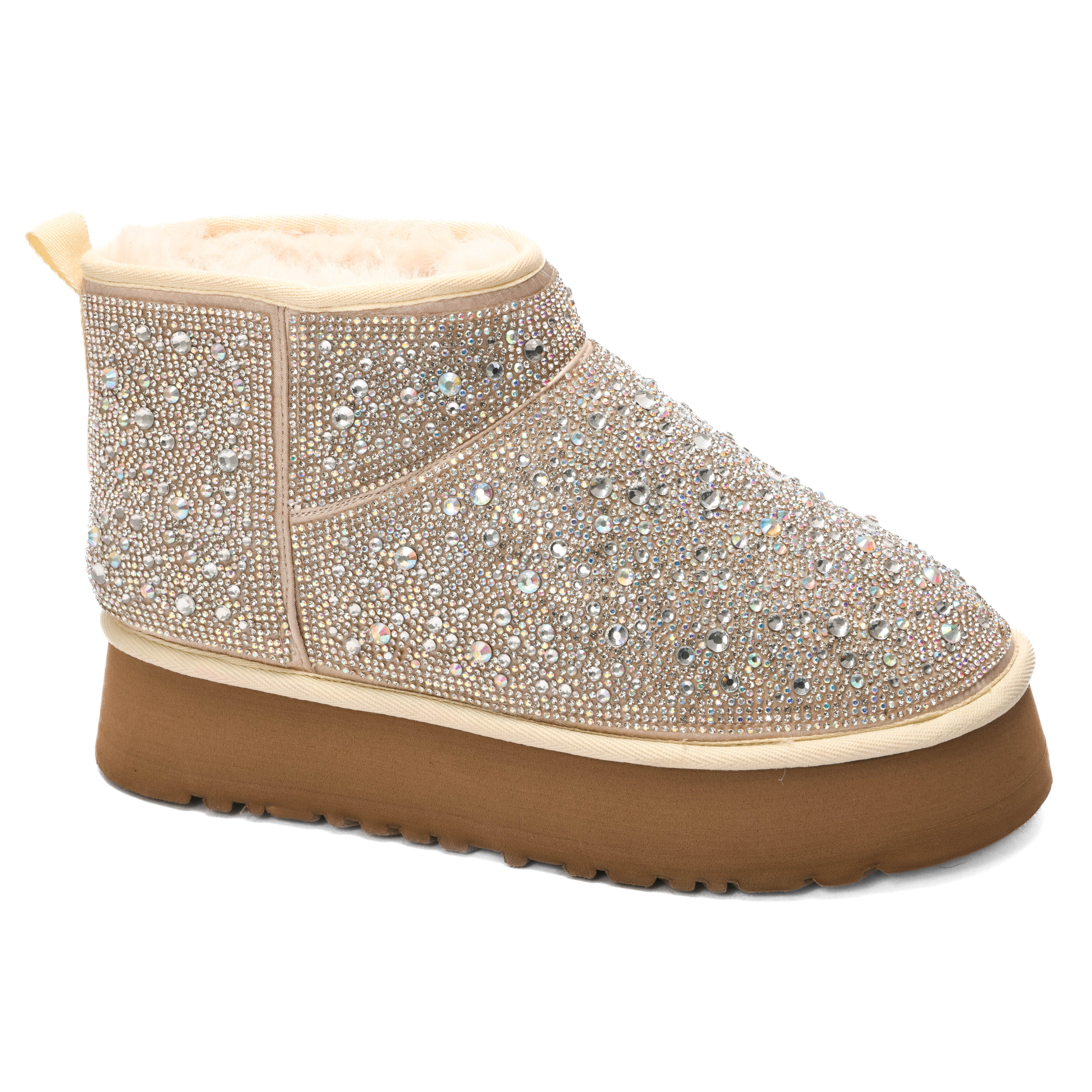 HOMEBODY CLEAR RHINESTONES BOOT SLIPPERS