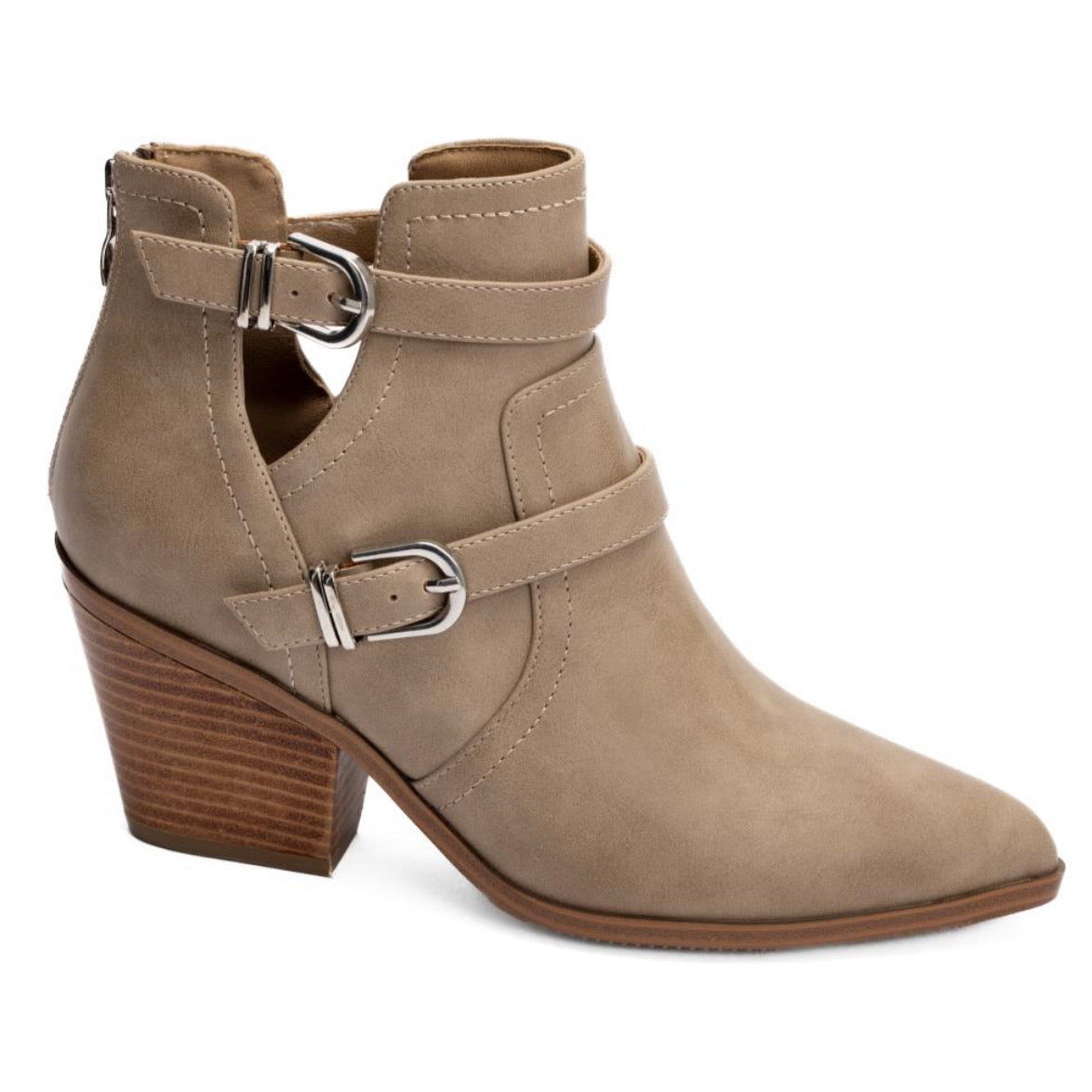 GIRLS NIGHT CAMEL BUCKLE ACCENT CORKYS BOOTIE BOOTS