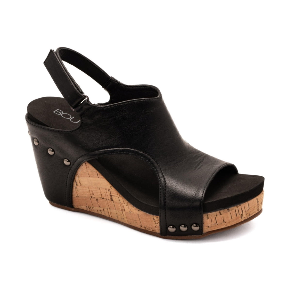 TIFFANEE BLACK SMOOTH CORKYS SANDAL WEDGES