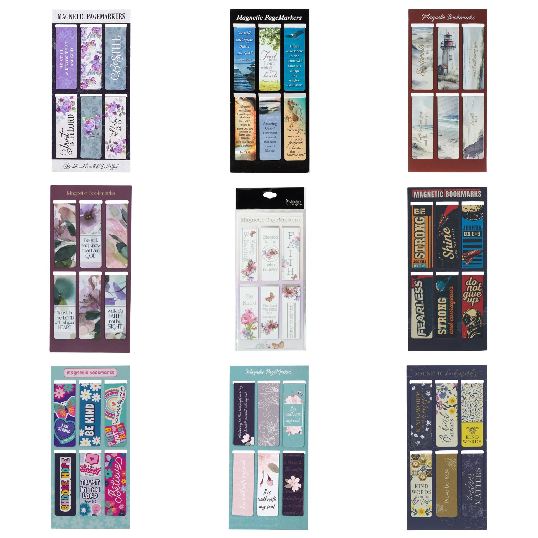 MAGNETIC BOOKMARKS WITH INSPIRATIONAL SAYINGS - SET OF 6