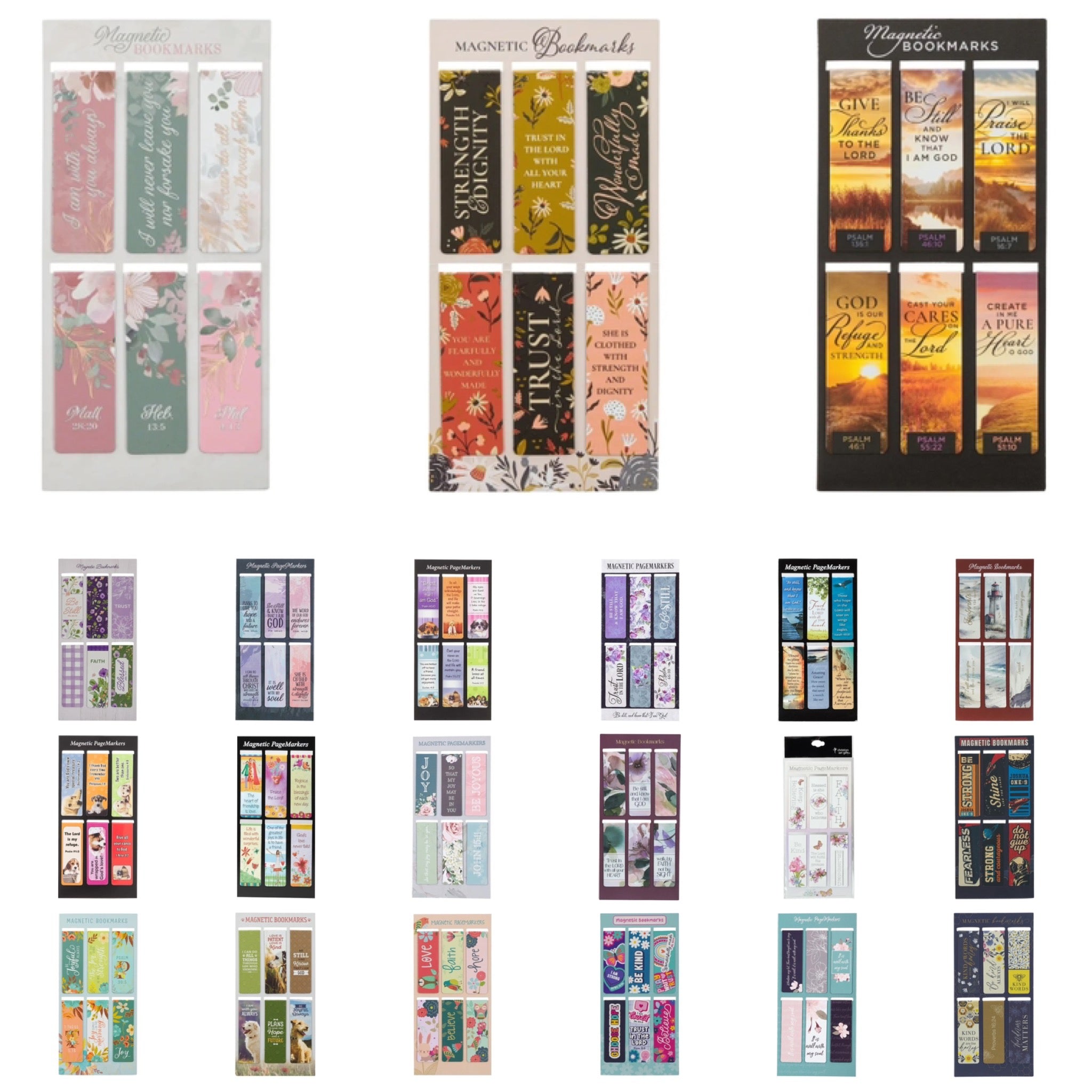 MAGNETIC BOOKMARKS WITH INSPIRATIONAL SAYINGS - SET OF 6