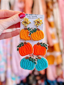 Luxury Triple Pumpkin Seedbead Earrings