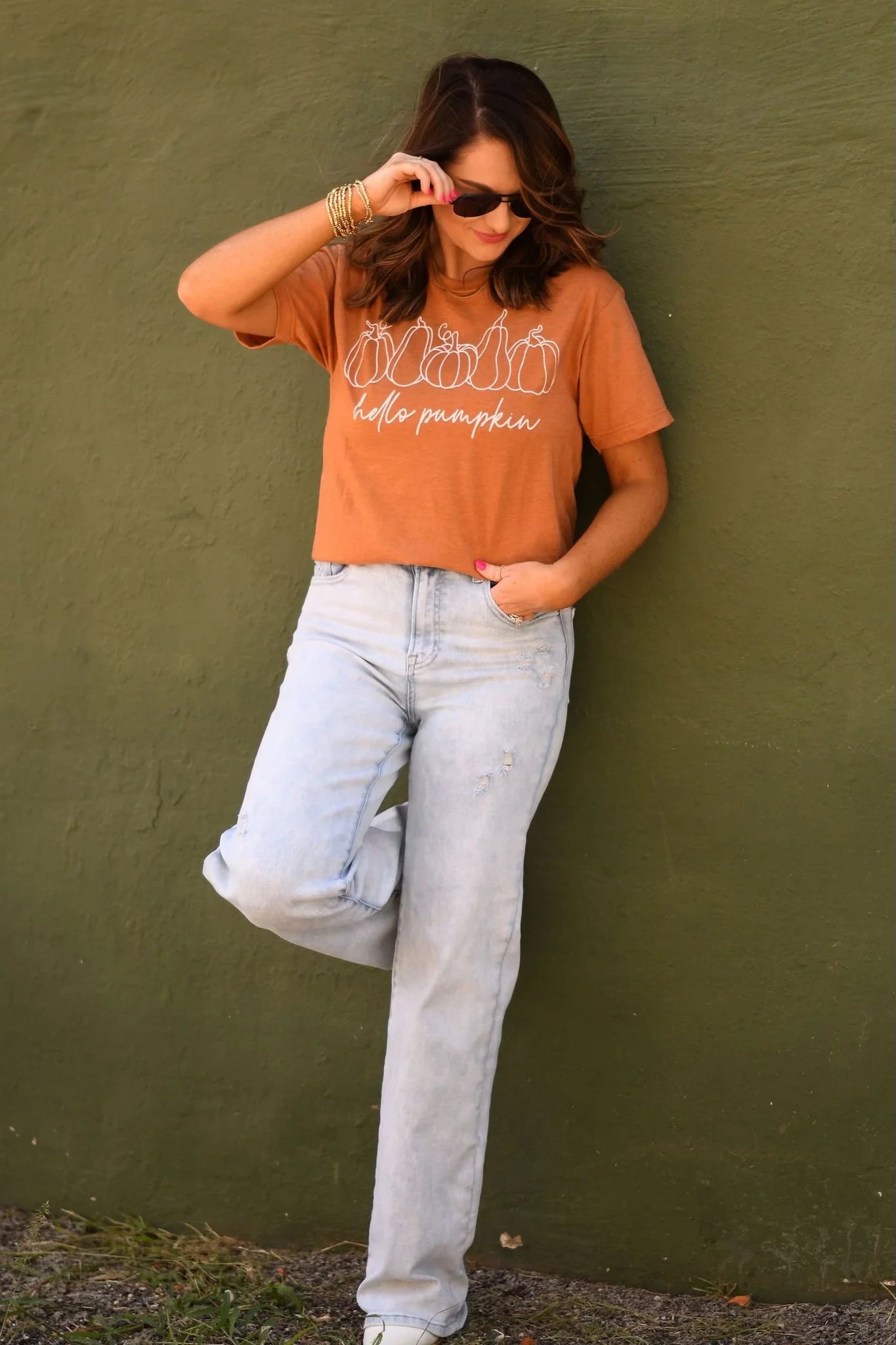 HELLO PUMPKIN TEE- SALE- SIZES: S, M, L, XL & 3X LEFT