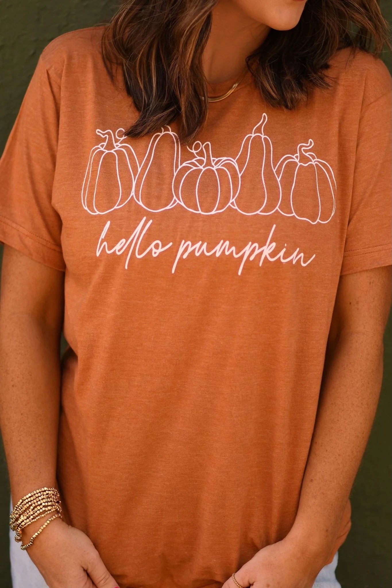 HELLO PUMPKIN TEE- SALE- SIZES: S, M, L, XL & 3X LEFT