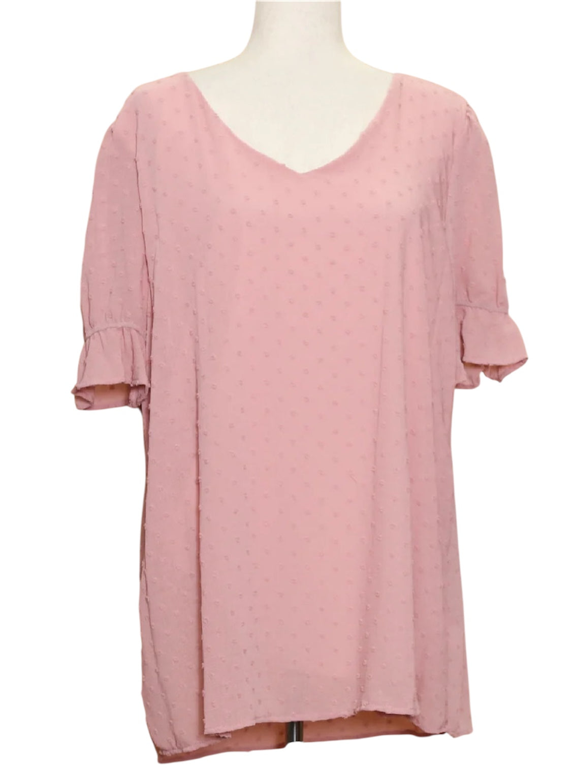 MAUVE SWISS DOT VNECK TOP- PLUS- SALE