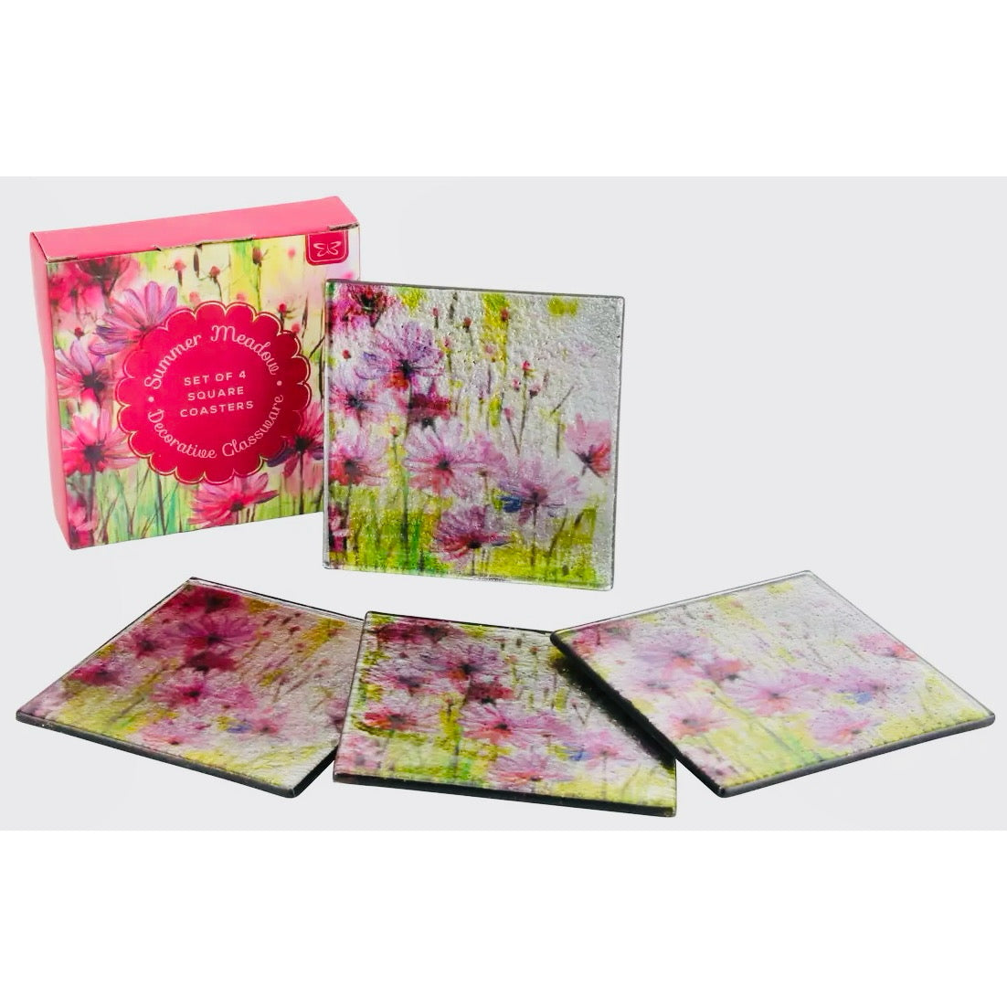 Glass Coasters Summer Meadow Square 4pack