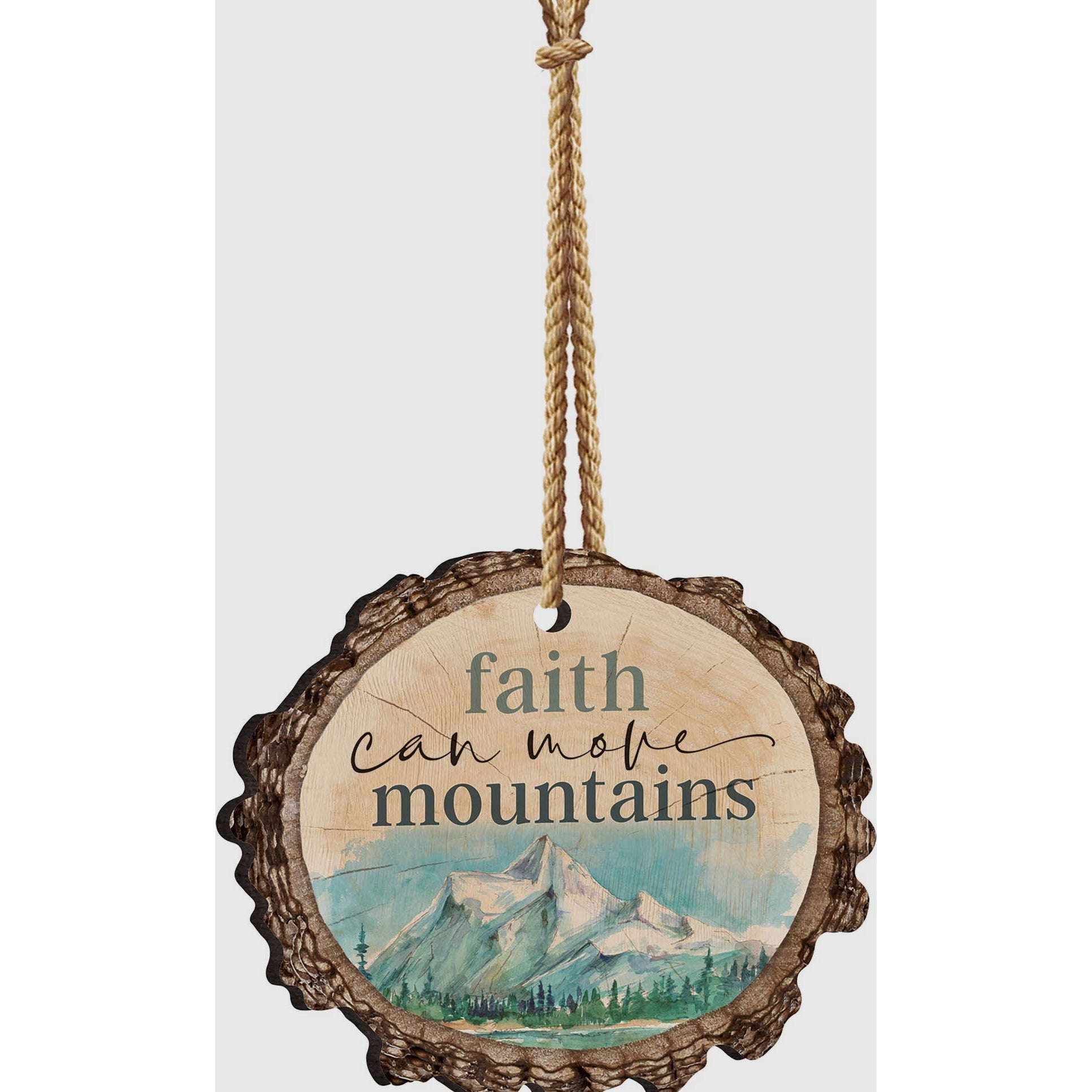 Faith Can Move Mountains Barky Wood Hanging Sign