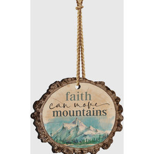 Faith Can Move Mountains Barky Wood Hanging Sign