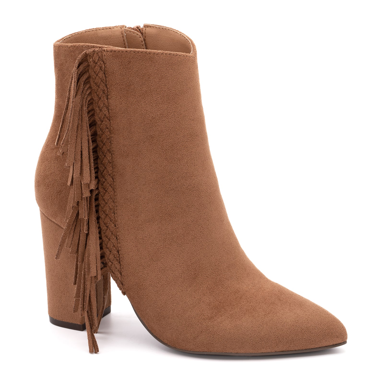 Westbound Camel Suede Corkys Fringe Heeled Boots